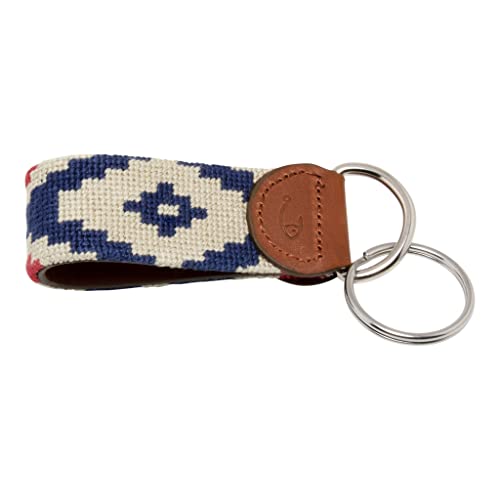Image of Leather Hand-Stitched Needlepoint Key Fob or Key Chain