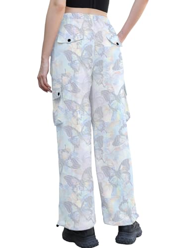 Image of Cromoncent Cargo Pants Girls & Women Parachute Pants Y2K Baggy Rave Clothes Waterproof with Pockets