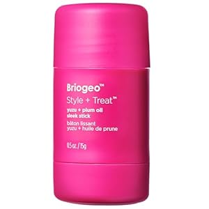 Briogeo Style + Treat Yuzu + Plum Oil Sleek Stick, Vegan Wax Hair Stick, Non-Greasy, Travel-Friendly, Tames Flyaways, Styling Stick for All Hair Types, Vegan, Cruelty-Free, 0.5 oz