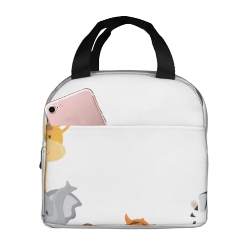 断熱ランチバッグ 大容量 防水 熱漏れ防止 おしゃれで丈夫 仕事や学校、アウトドア活動に便利 男女兼用 (サファリのかわいいジャングルの赤ちゃんキリン)