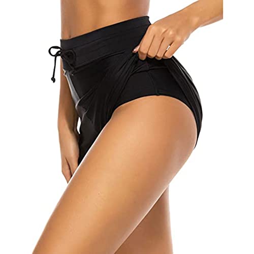 Pantalones cortos de natación para mujer, pantalones cortos para mujer, pantalones cortos de natación para mujer, pantalones cortos de natación largos transpirables talla 16 para mujer, Negro, XXL