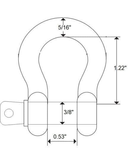 Miniatura 4 de Grillete de arco marino de acero inoxidable 316 de 0.315 in, horquilla de tornillo de anillo en D resistente, límite de carga de trabajo de 1,300