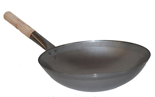Wok ca. 33 cm Durchmesser mit rundem Boden für Gas, Gastronomie, Wokpfanne Cover