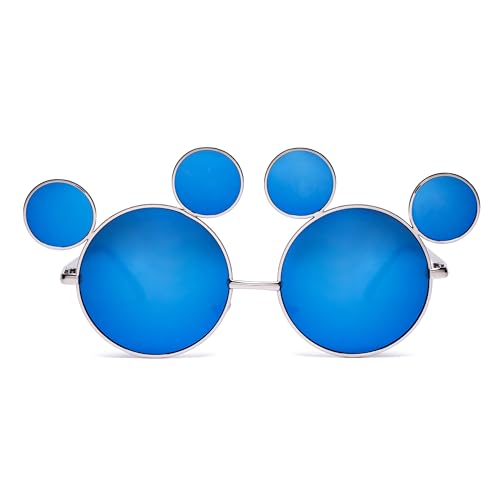 Mouse Ear Sunglasses Blue Lenses Silver Frames, Polarized UV 400 Protection, Teen and Adult2