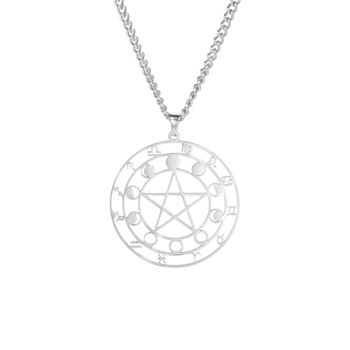 Collier Pentagram Moon Phase pour femmes hommes ne bouge pas ne décolore pas