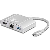 SIIG USB 3.1Type C (USB C) Thunderbolt 3 to Gigabit Ethernet LAN Network and HDMI Adapter Hub with USB 3.0 Type A, Gigabit Etherent and HDMI output - 4K ready (JU-H30712-S1)