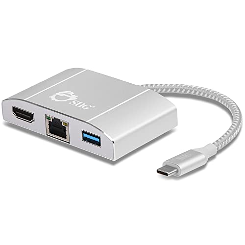 SIIG USB 3.1Type C (USB C) Thunderbolt 3 to Gigabit Ethernet LAN Network and HDMI Adapter Hub with USB 3.0 Type A, Gigabit Etherent and HDMI output - 4K ready (JU-H30712-S1)