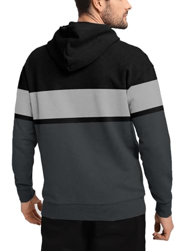Mens Hoodies Pullover Color Block Casual Drawstring Long Sleeve Sweatshirt Tops with Pocket4