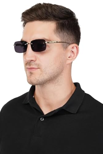 Image of IFLASH UV Protected Retro Rectangular Rimless Sunglasses for Men and Women