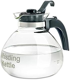 CAFÉ BREW COLLECTION High Quality Borosilicate Glass Stove Top Whistling Tea Kettle - Best BPA Free Whistling Tea Kettle - Best Glass Tea Kettle - 12 Cup Stovetop Glass Whistling Tea Kettle by Medelco