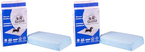 QUIBROPETS Empapadores Desechables para Perros 60x60 - Alfombrillas higiénicas para Entrenamiento de Mascotas - Atrayente de Micciones - 10 Unidades. (Paquete de 2)