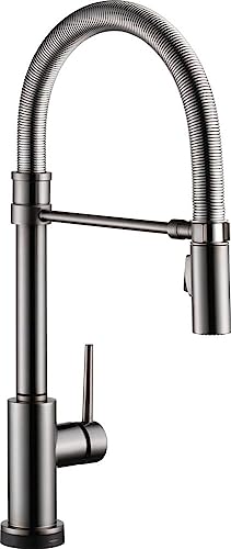 Image of Delta Faucet Trinsic Pro Commercial Style Kitchen Faucet, Touch Kitchen Faucets with Pull Down Sprayer, Kitchen Sink Faucet, Touch Faucet, Delta Touch2O Technology, Black Stainless 9659T-KS-DST