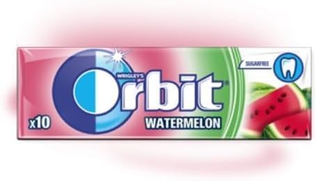 WRIGLEY'S ORBIT WATERMELON 6 × 46 Goma de mascar limpia y fresca, deliciosa y sabrosa, ayuda a mantener los dientes limpios y la boca fresca
