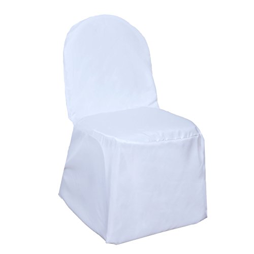 BalsaCircle 50 pcs White Polyester Banquet Chair Covers for Party Wedding Linens Decorations Dining Ceremony Reception Supplies