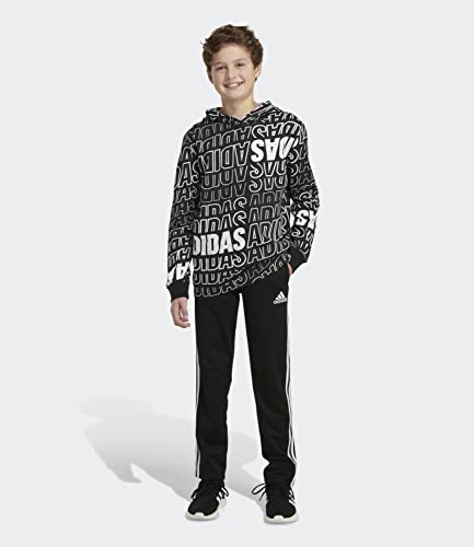 adidas Boys' Long Sleeve Cotton Allover Logo Hooded T-Shirt3