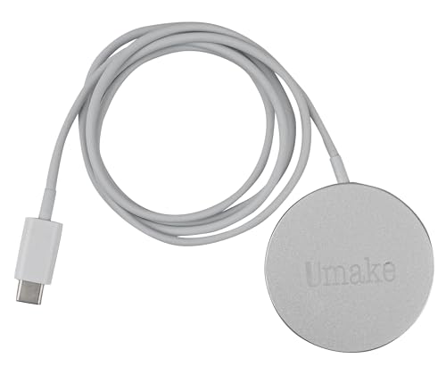 Image of Umake 15W Wireless Charger, Fast Charging, and Type-C Port, Magnetic Cable Compatible with for iPhone 16 /16 Plus /16 Pro /Max,15 /15 Plus /15 Pro /15 Pro Max, 14 /13 /12, Series (White) (BIS Certified)