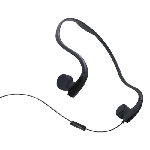 MUMQAQ Wired Bone Conduction Headphones, Bone Conduction Sport Headphones - with Sweat Resistant, Workout Headphones - Secure, for Running Workout Hiking Driving Bicycling,Black