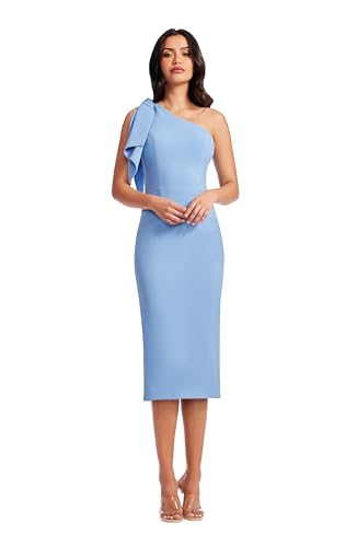 Image of Dress the Population Womens Tiffany One Shoulder Bow Detail Midi Sheath Dress