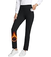 BALEAF Women's Fleece Lined Dress Pants with Pockets, Yoga Straight Leg Pants High Waist Work Sla...
