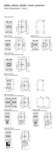 Contacteurs à 3 pôles série AX anti-surchauffe 150A commande bobine 380V stable - 7