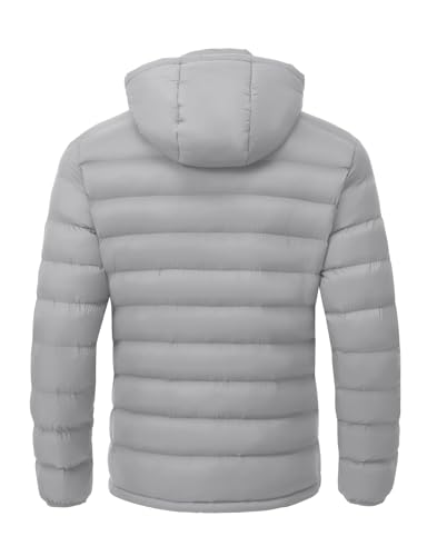Image of TBMPOY Men's Lightweight Puffer Jackets Detachable Hood Water-Resistant Casual Winter Coat Hooded Insulated for Travel Ski