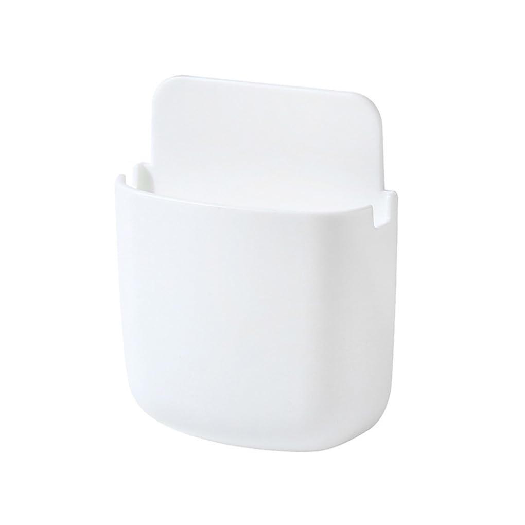 WOVEBIUS Living Room Bedroom Bathroom Remote Control Wall Holder Apartment Controller ABS Plastic Organizer Adhesive Case White