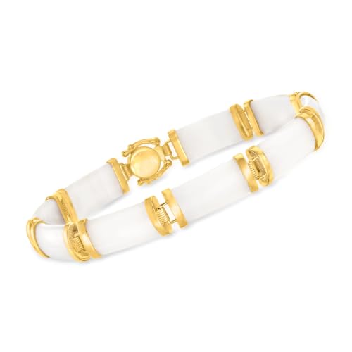 Image of Ross-Simons Good Fortune Jade Bracelet in 18kt Gold Over Sterling