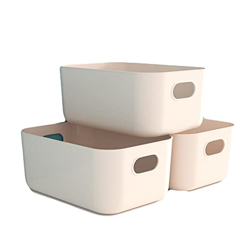 MJKQ9 収納ボックス プラスチック製 収納ケース 浅型 小物入れ L*3 雑貨整理 おもちゃ 化粧品 衣類 洗面所 キッチン用 浴室用 クローゼット 押入れ収納 アプリコット 耐久性 小物ケース 卓上収納 小物収納 収納ケース 収納バスケット