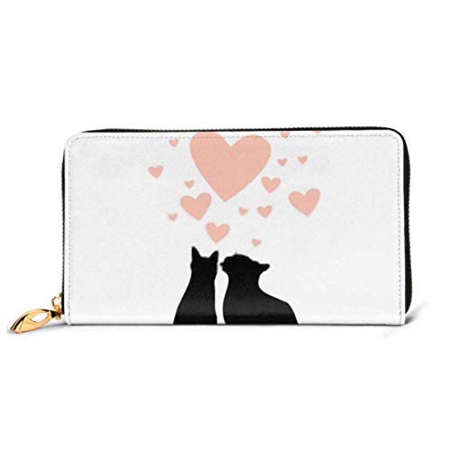 Preisvergleich Produktbild JHGFG Mode Handtasche Reißverschluss Brieftasche Liebhaber Katzen Silhouette Vektor Telefon Kupplung Geldbörse Abendkupplung Blockieren Leder Brieftasche Multi Card Organizer