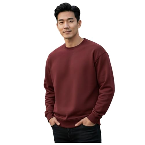 Image of Men's Crew Neck Sweatshirt, Long Sleeve, Casual Pullover, Multiple Colors Available