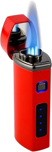 Encendedor antorcha triple chorro resistente al viento rojo miniatura 1