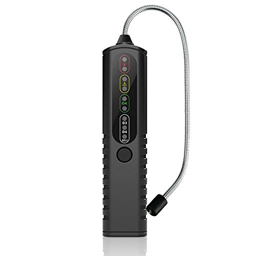 Brake Fluid Tester, for DOT3/ DOT4/ DOT5.1, Brake System Diagnostic Testing Tool for All Car, Testing Brake Oil/Hydraulic Fluid/Oil Moisture, Accurate Gauge Analyzer with 9 LED Indicators - BF100