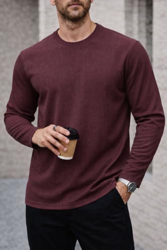 Image of Mack Jonney Men's Striped Ribbed Black Full Sleeve T-Shirt | Premium Soft Stretch Fabric | Casual Wear Round Neck Tee-M6265