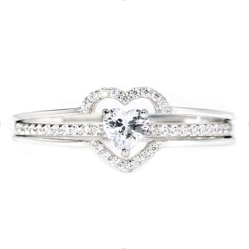 STORYJEWELLERY Mother Daughter Rings, Daughter Gifts, 925 Sterling Silver Heart Ring for Daughters, Birthday Gifts for Daughters and Moms, Size 7