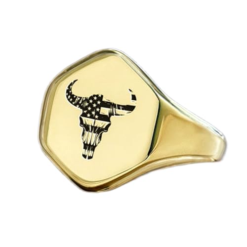 Bague tête de vache hexagonale en argent : le bijou cadeau idéal au style vintage fait main