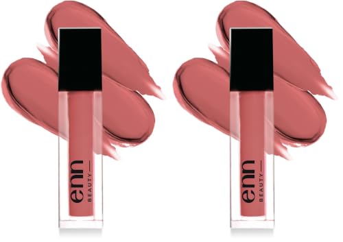 Image of Enn Beauty Semi Matte Pink Liquid Lipstick, Long Lasting Waterproof Non Transfer Smudge Proof, Rose Tea - 1.5ml (Pack of 2)
