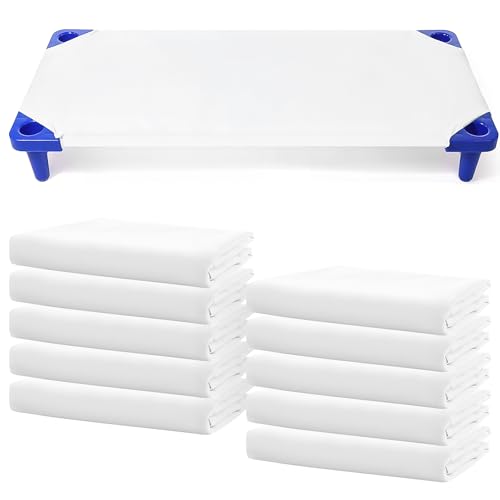 10 Pack Nursery Cot Sheets for Daycare Standard Size - Fits 23" x 51" cm Cot, Daycare Essentials, Soft & Comfortable Fitted Cot Cover, Preschool Kids Nap Time Sheets, Brushed Microfiber