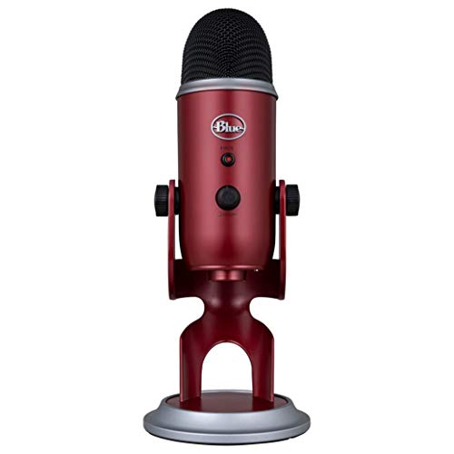 Blue Yeti Usb Mic For Recording & Streaming On Pc And Mac, 3 Condenser Capsules, 4 Pickup Patterns, Headphone Output And Volume Control, Mic Gain Control, Adjustable Stand, Plug & Play -Crimson Red #TOP12