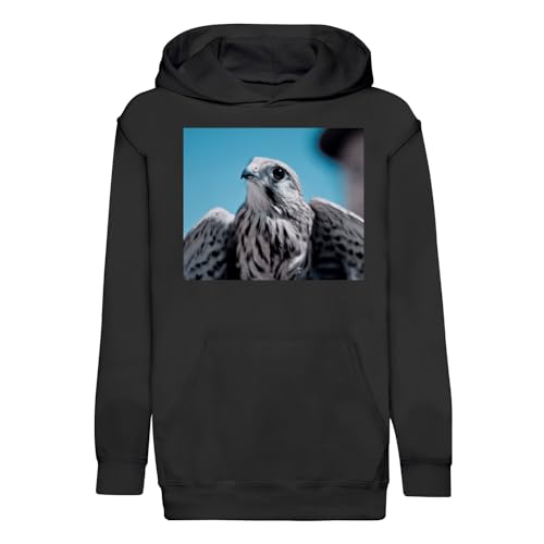 Sweat enfant faucon gris ultra chaud avec capuche doublée