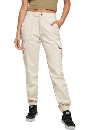 Urban Classics Ladies High Waist Cargo Pants, Pantalones, Mujer, Beige (White Sand), 27