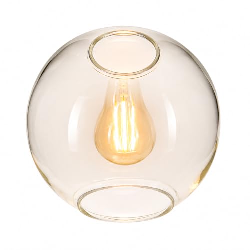 Image of Garneck 13CM Clear Glass Globe Lampshade for E27 Pendant Light Lamp Shade Replacement Modern and Stylish Lampshades Round Amber Frosted Shades Double Hole Sphere Cover Chandelier