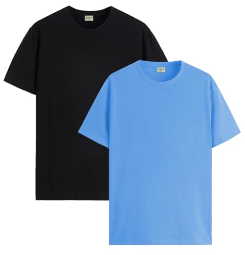 Image of ADRO Men's Cotton Regular Fit Combo Plain Solid T-Shirt Pack of 2