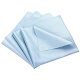 4Pcs 12x12inch Cymbal Instruments Cleaning Cloths Microfiber,Universal Instrument Plush Polishing Cloths for Guitar Cello Viola Violin Piano Brass Trumpet Sax Flute Clarinet Cymbal (Blue)