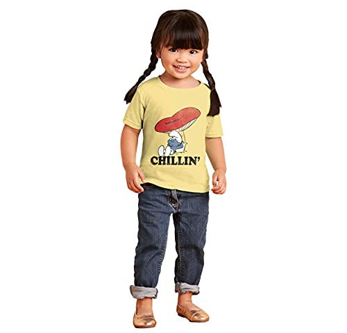 Brisco Brands Smurf Mushroom Chillin' Retro Cartoon Toddler Boy Girl T Shirt4
