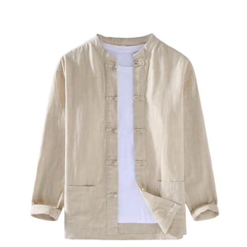 Chemise manches longues coton et lin homme style chinois pour vos séances de Tai Chi et méditation