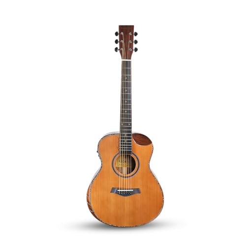 Image of Kadence SHM100PRO Slowhand 38 inch Electro Acoustic Guitar | Dreadnought Demi Cutaway | Professional Solidwood | Built-in Pickup + 2 Band EQ | Comes with Bag | Includes Learning Course | Brown