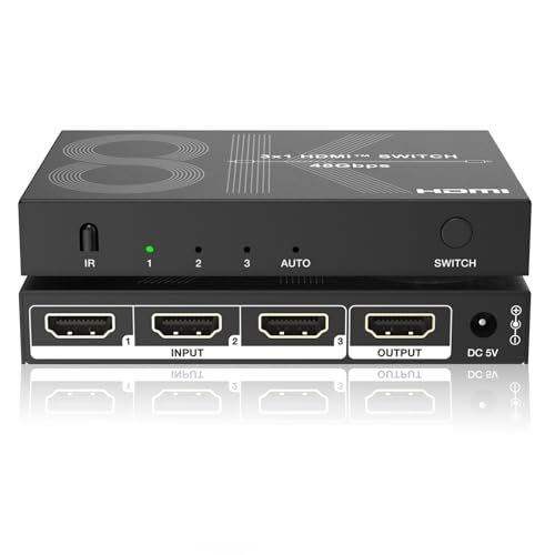 iArkPower 8K HDMI Switch 3 in 1 Out 4K@120Hz HDMI Switcher Support HDR10+ Dolby Vision Dolby Atmos VRR ALLM CEC