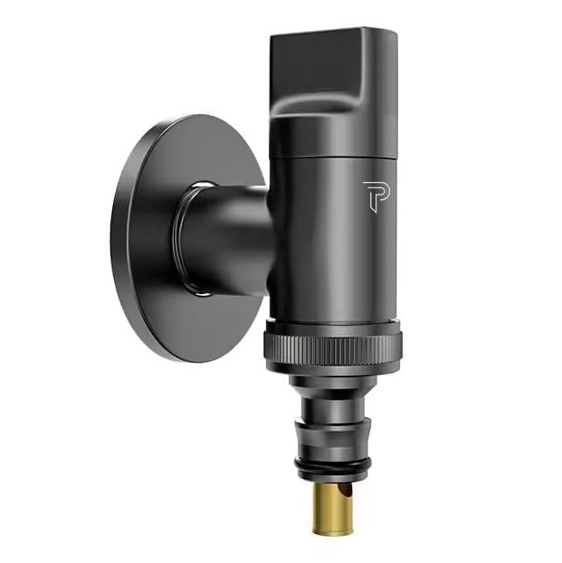 Pixaflo Compact Washing Machine Bib Tap with Wall Flange | Utility Tap for Home & Kitchen | Black Finish-image-45