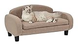 Paws & Purrs Modern Pet Sofa 31.5" Wide Low Back Lounging Bed with Removable Mattress Cover in Espresso/Sand