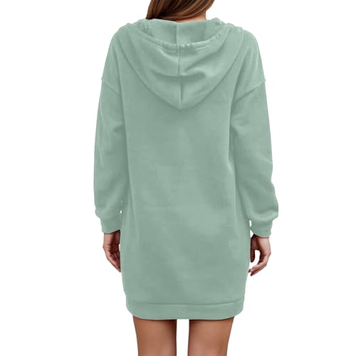 Robe pull à capuche boutonnière sur le devant coupe tunique manches longues - 4